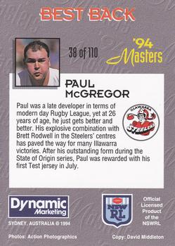 1994 Dynamic NSW Rugby League '94 Masters #38 Paul McGregor Back